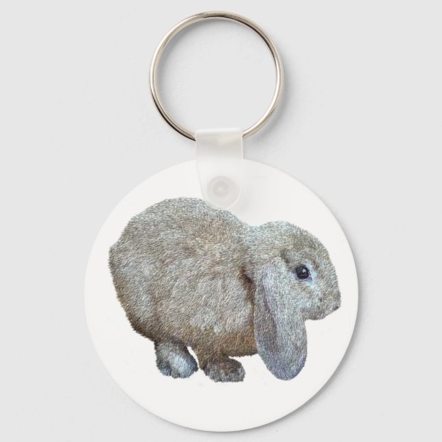 Holland Lop Ear Rabbit Keychain Nyckelring (Framsida)