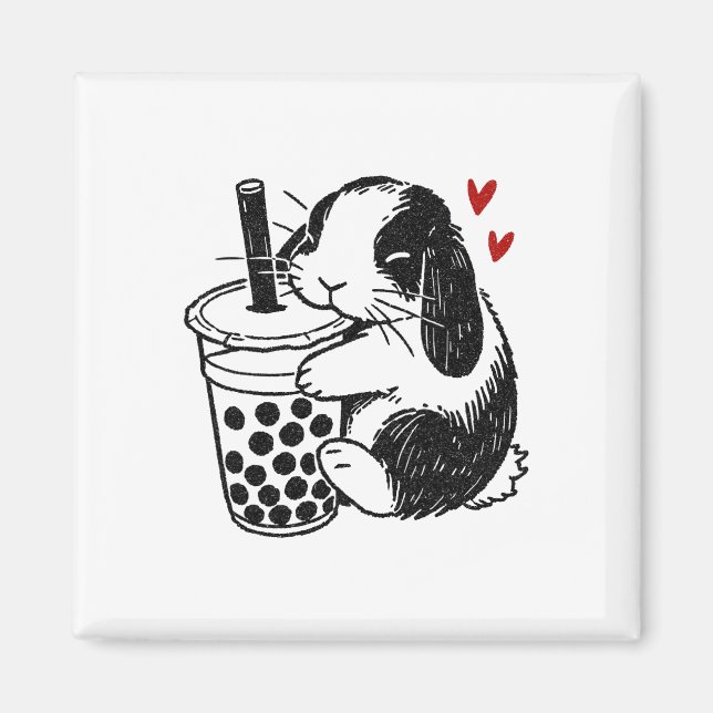 Holland Lop Kanin Älskar Boby Tea Bunny Och Bubble Magnet (Framsidan)