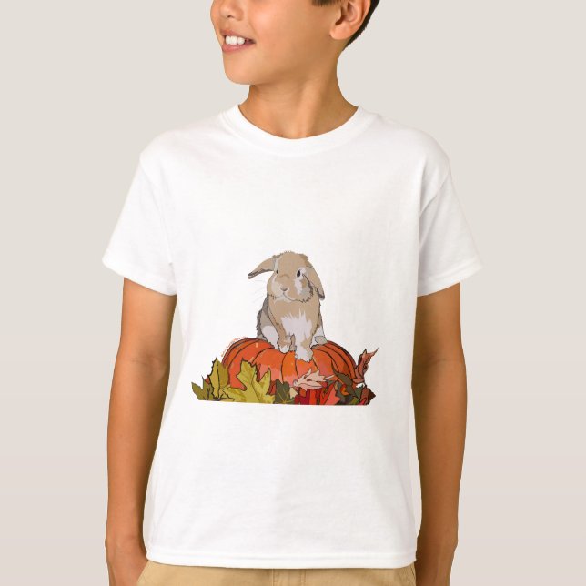 Holland Lop på en Pumpkin T-Shirt (Framsida)