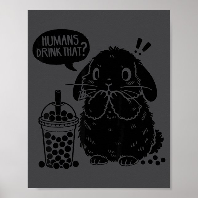 Holland Lop Rabbit And Boba Tea Funny Bunny Bubble Poster (Framsidan)