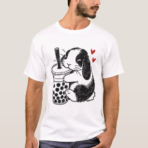 Holland Lop Rabbit Kärlek Boba Tea Bunny och Bubbl T Shirt