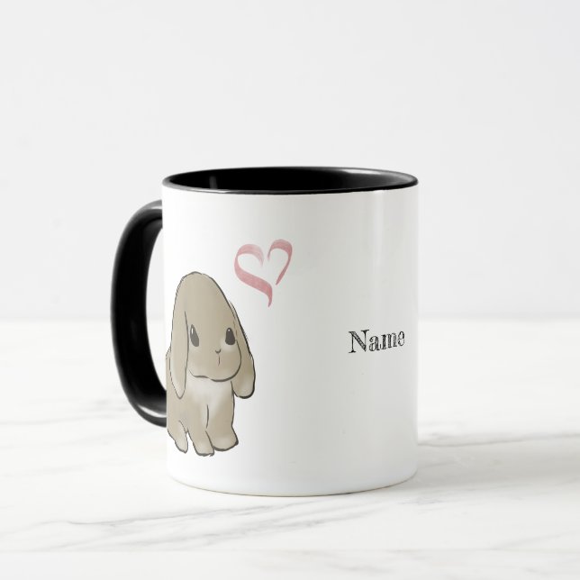 Holland lop with heart  mugg (Framsida vänster)