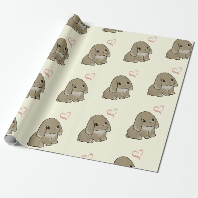 Holland lop with heart yellow  presentpapper (Utrullad)