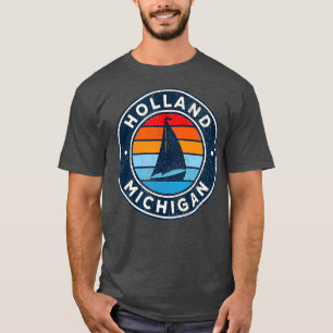 Holland Michigan MI Vintage Sailboat Retro 70-tale T Shirt