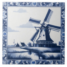 Holland Netherlands Kvarn Delft Blue and White