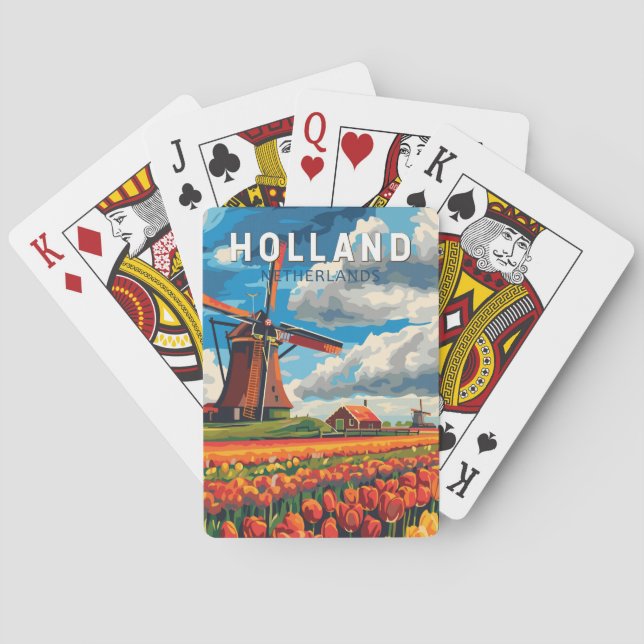 Holland Netherlands Travel Art Vintage Casinokort (Baksidan)