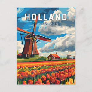 Holland Netherlands Travel Art Vintage Vykort