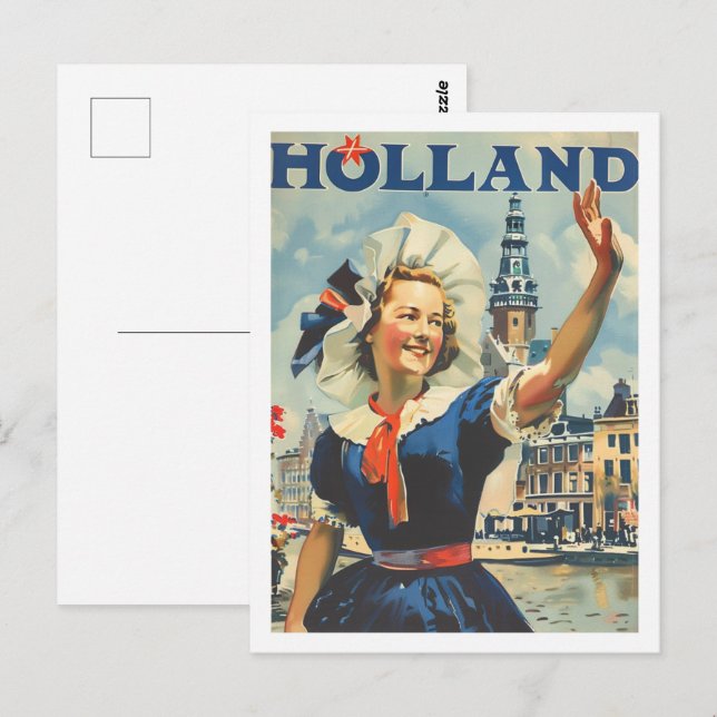 Holland Netherlands Vintage Berömd Travel Ställe Vykort (Fram/baksida)