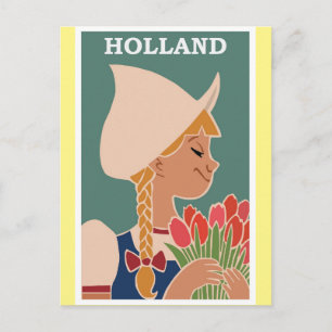 Holland Netherlands Vintage resor Poster Vykort