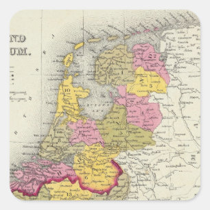 Holland och Belgien Fyrkantigt Klistermärke