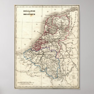 Holland och Belgien Karta Poster
