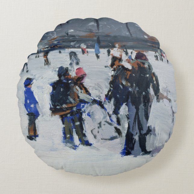 Holland parkerar i snö 2009 rund kudde (Framsidan)