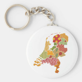 Holland Province Karta Bohemian Patchwork Stil Nyckelring