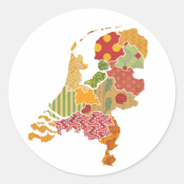 Holland Province Karta Bohemian Patchwork Stil Runt Klistermärke
