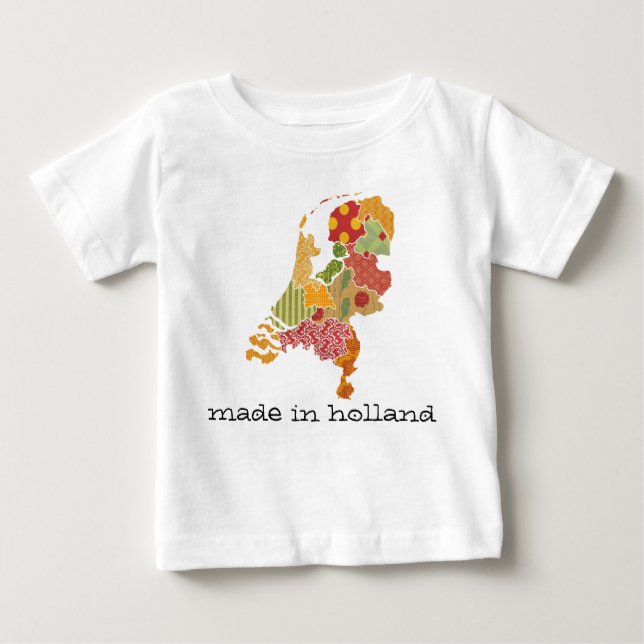 Holland Province Karta Bohemian Patchwork Stil Tee (Framsida)