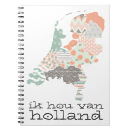 Holland Province Karta Geometric Patchwork Stil Anteckningsbok Med Spiral