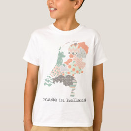 Holland Province Karta Geometric Patchwork Stil Tee Shirt
