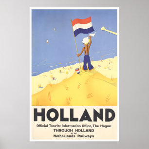 Holland Resa Affisch Nederländerna Strand Art Prin