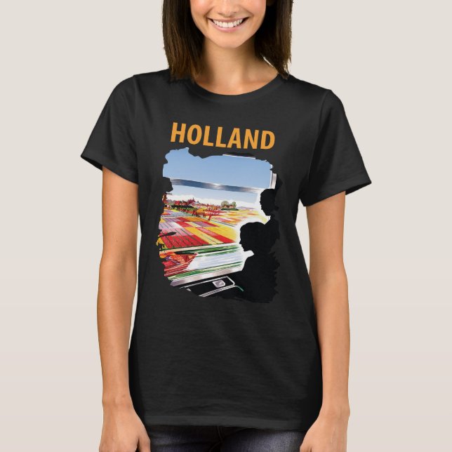 Holland Tågfönster Retro Resa T-Shirt (Framsida)