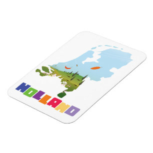 Holland tecknad karta magnet
