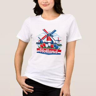 Holland Vindsuga och Tulpan Design Nederländerna T Shirt