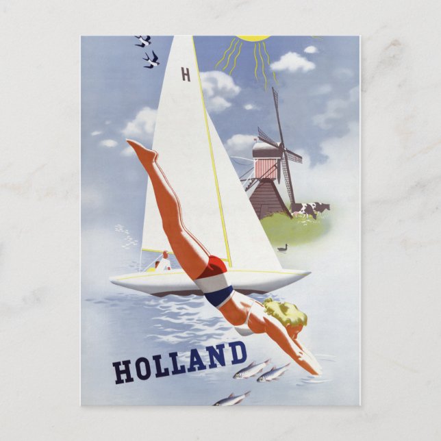 Holland Vintage resor Poster återställd Vykort (Framsida)