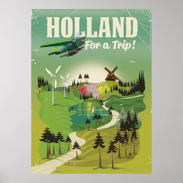 Holland vintage stil reseaffisch poster (Framsidan)