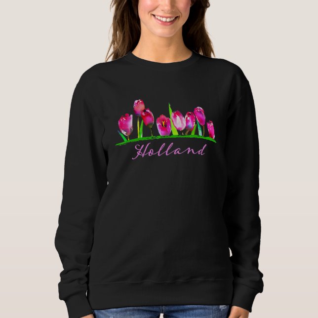 Holland Watercolor Tulip Flower Women Girls Blommi T Shirt (Framsida)