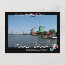 Holland ZaRenas Schans Windmil 3D Anaglyph Postcar Vykort