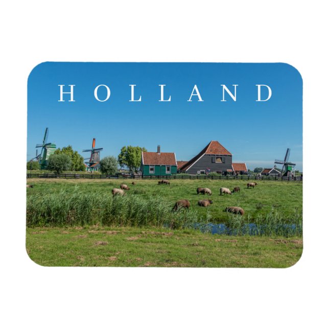 Holland ZaRenas Schans windmills visar kylmagnet Magnet (Horisontell)