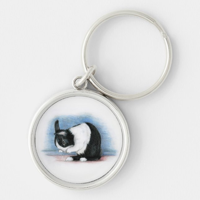 Holländare Rund Silverfärgad Nyckelring (Framsidan)