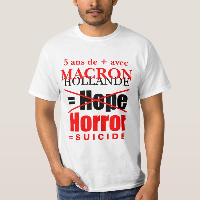 Hollande + Macron = Horror - White Manar T Tröja (Framsida)