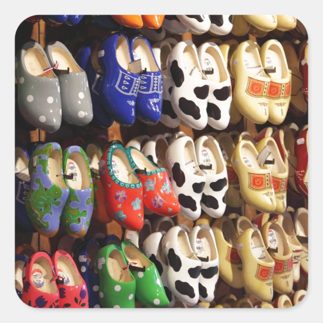 Hollands nederländska Clogs Fyrkantigt Klistermärke (Framsida)