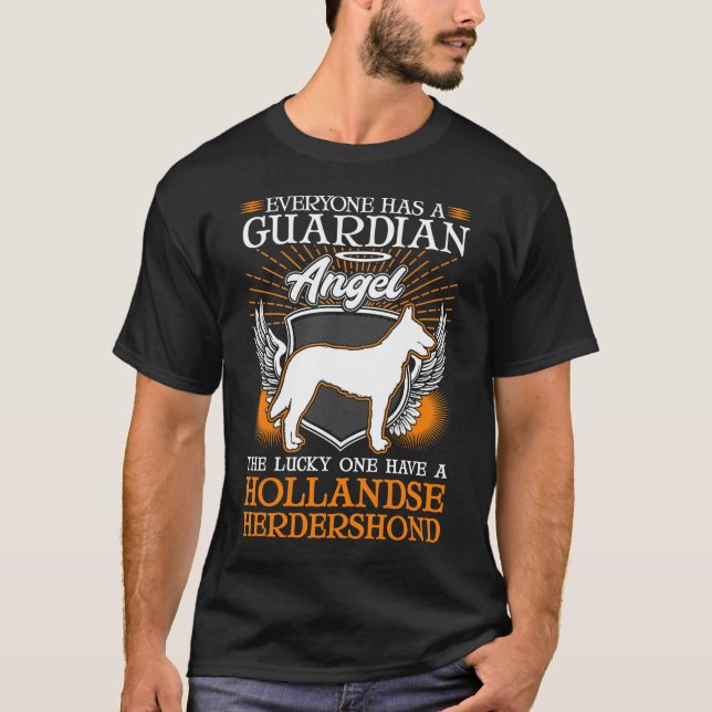 Hollandse Herder Guardian Angel Herdershond T Shirt (Framsida)