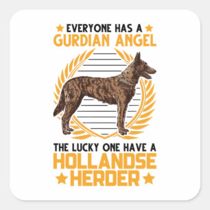 Hollandse Herder Guardian Vinkel Sheepdog Fyrkantigt Klistermärke