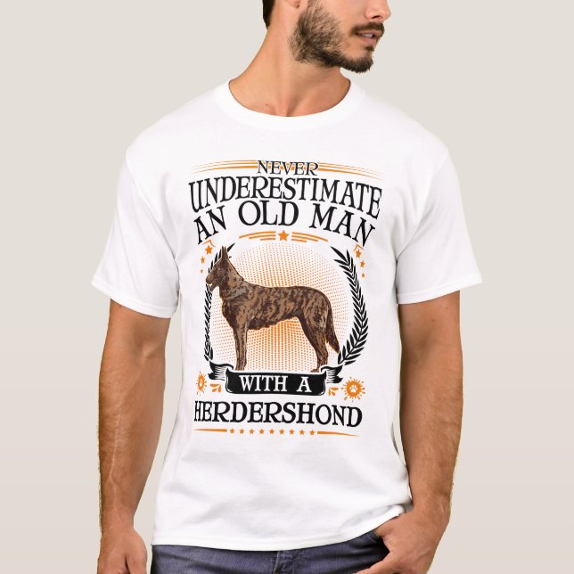 Hollandse Herder Old Man Herdershond T Shirt (Framsida)