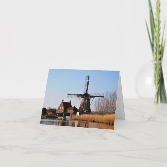 Hollandse Molen aan de waterkant. Tack Kort (Framsida)