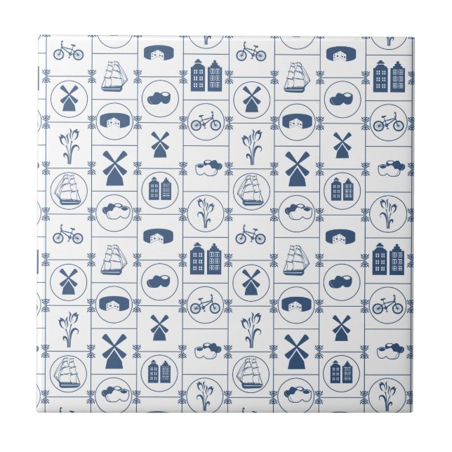 Holländsk blått belägger med tegel kakelplatta (Framsidan)