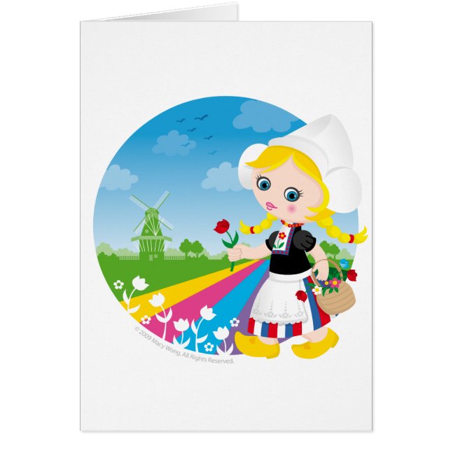 Holländsk flicka hälsningskort (Framsidan)
