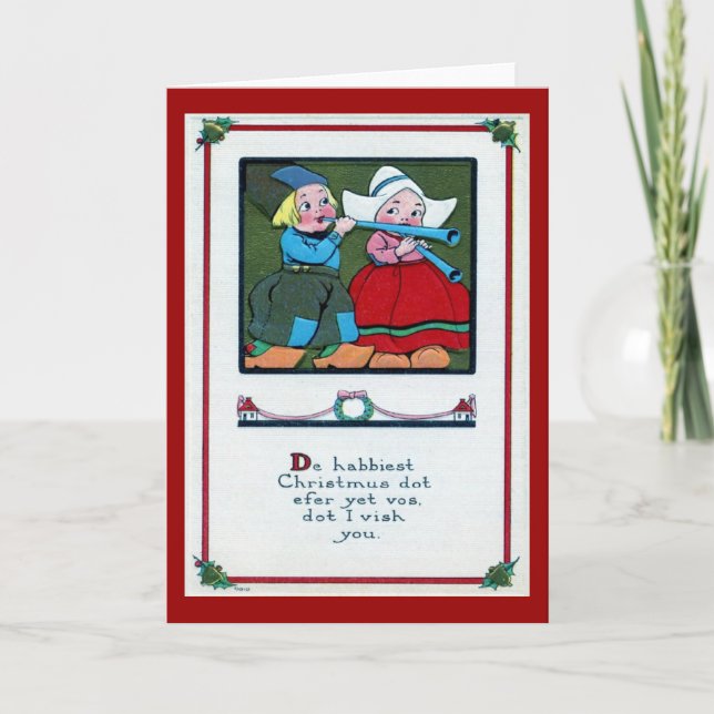 Holländsk julhälsningvintage 1916 helgkort (Framsida)