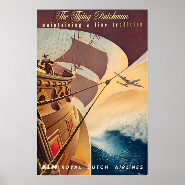 Holländsk konsttryck KLM reseposter Poster (Framsidan)