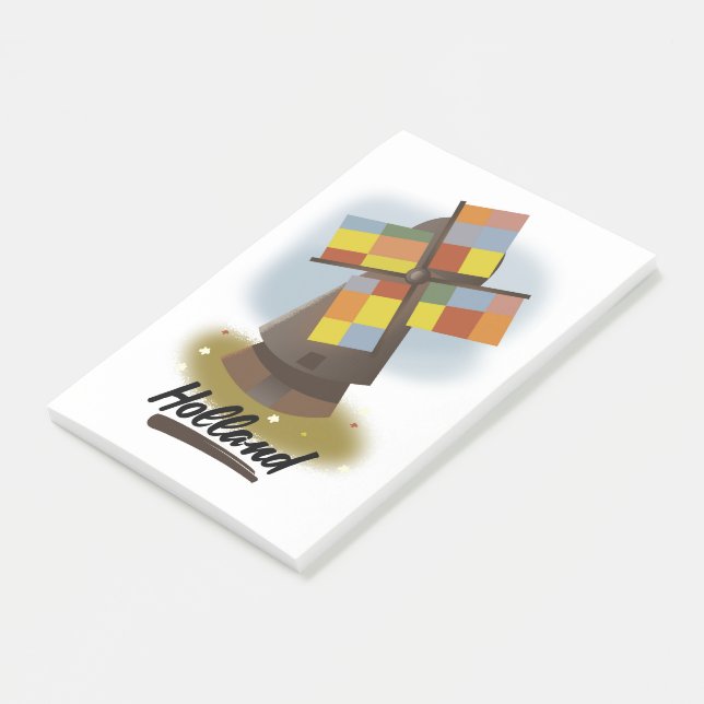 Holländsk väderkvarn resaffisch post-it block (Vinklad)