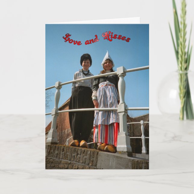 Holländska barn i medborgaredräkt kort (Framsida)