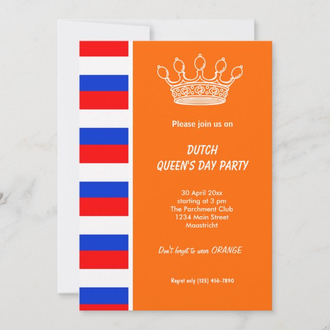 Holländska Drottningens dag (Koninginnedag) Inbjudningar (Framsida)