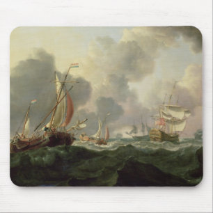Holländska Pinks och en brittisk Frigate i krabba Musmatta