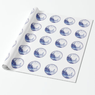 Holländska traditionella blått belägger med teg presentpapper