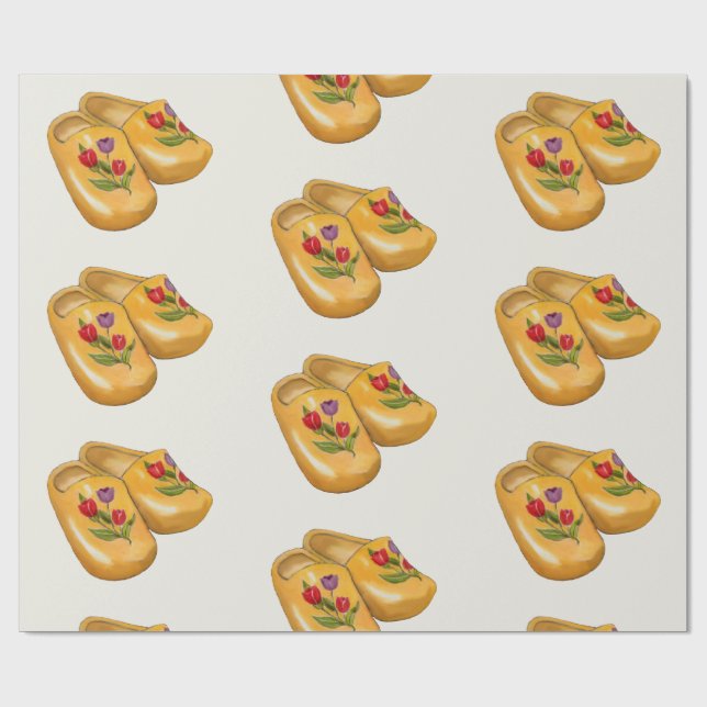 Holländska Träskor med Tulpaner, Klompen, Holland Presentpapper (Platt)