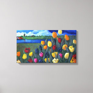 Holländska tulpan: Original- akrylmålning: Blomm Canvastryck