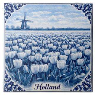 Holländska tulpaner Delft Blue stil keramisk kakel