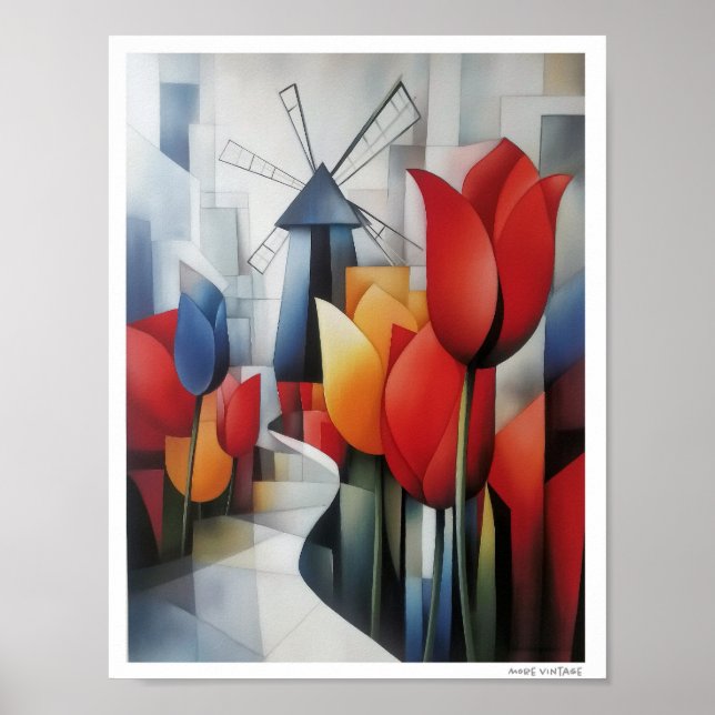 HOLLÄNDSKA TULPANER OCH VINDKVARNAR POSTER (Framsidan)